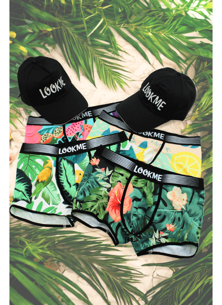 Pack 4 Boxer LM2402-67 LOOKME + 2 Casquettes Offertes